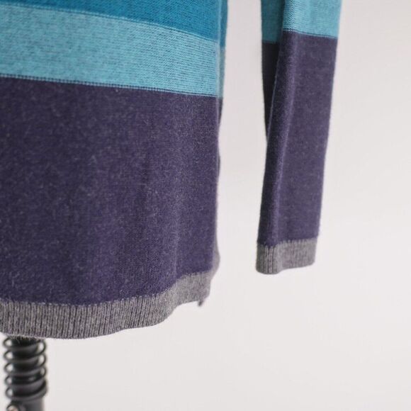 Talbots Scoop Neck Blue Teal Gray Medium Sweater Rayon Nylon Cotton - Picture 3 of 9